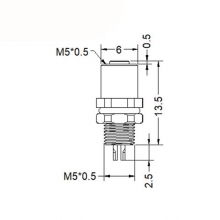 Panel Mount Connector - M5 4pins female straight rear panel mount connector, unshielded, solder